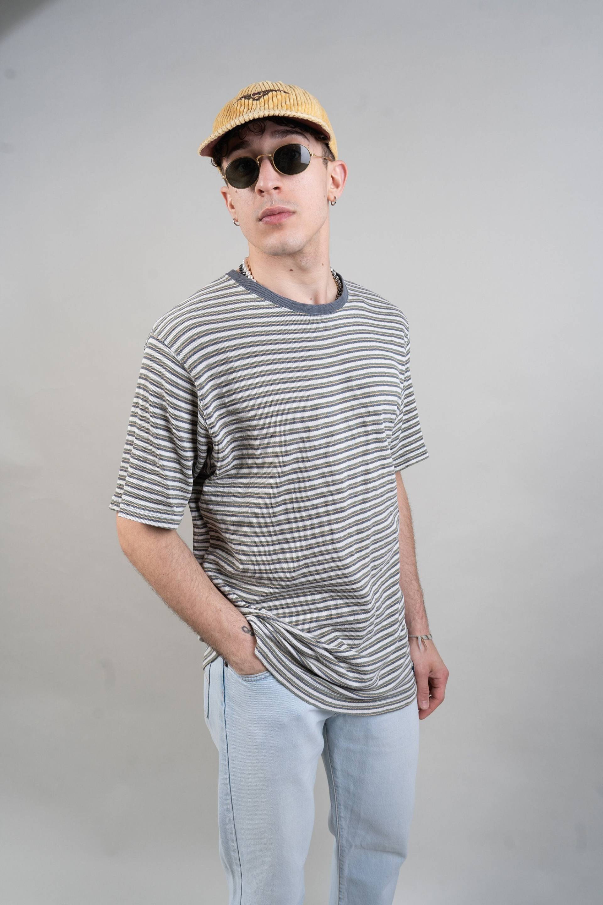 Vintage Dockers Shirt Striped Hard Cotton Size L - Xl 80S von nonaClothingVintage