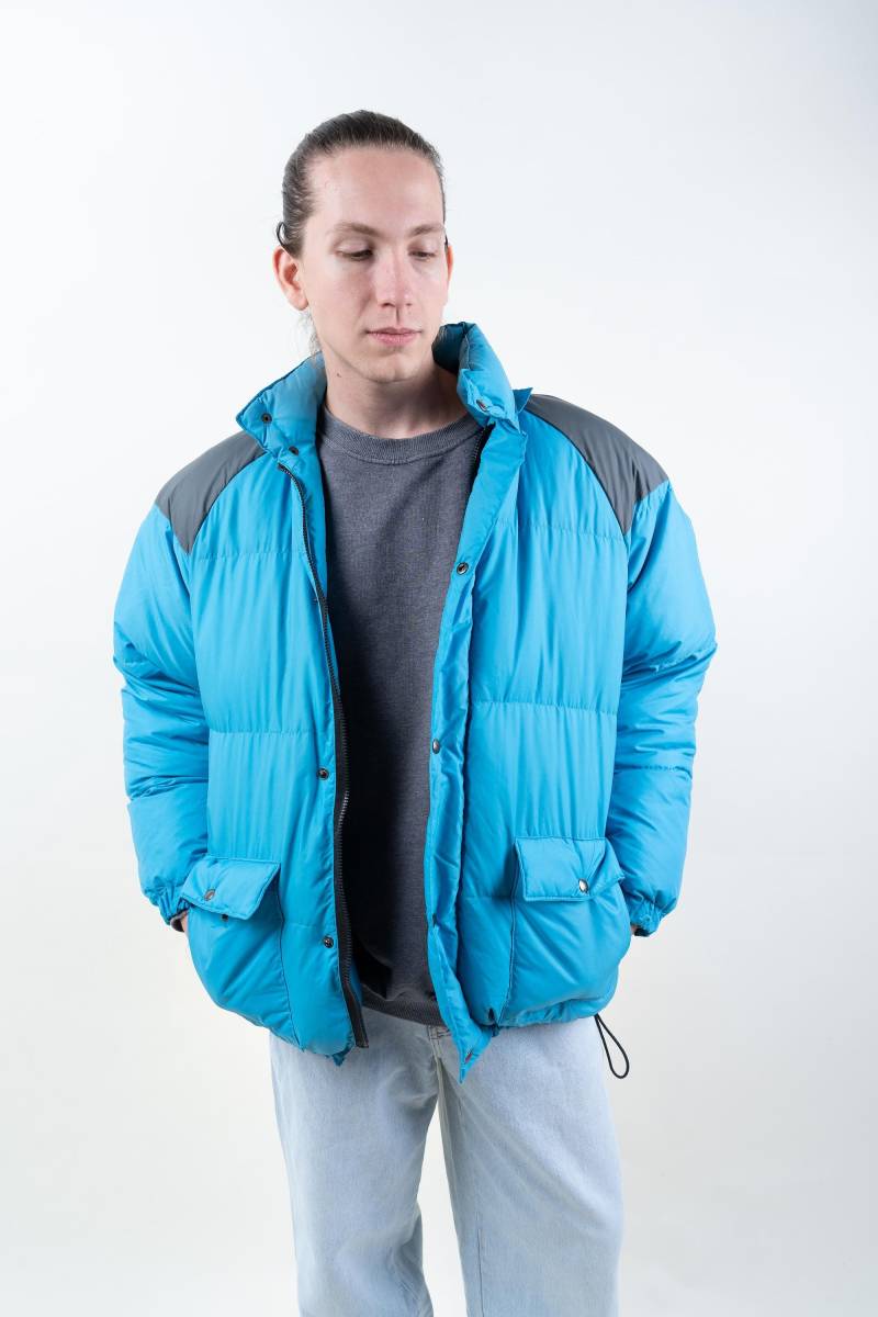 Vintage Down Parka Puffer Jacket Expedition Cropped Blue Size M 80S 90S Gender Neutral von nonaClothingVintage