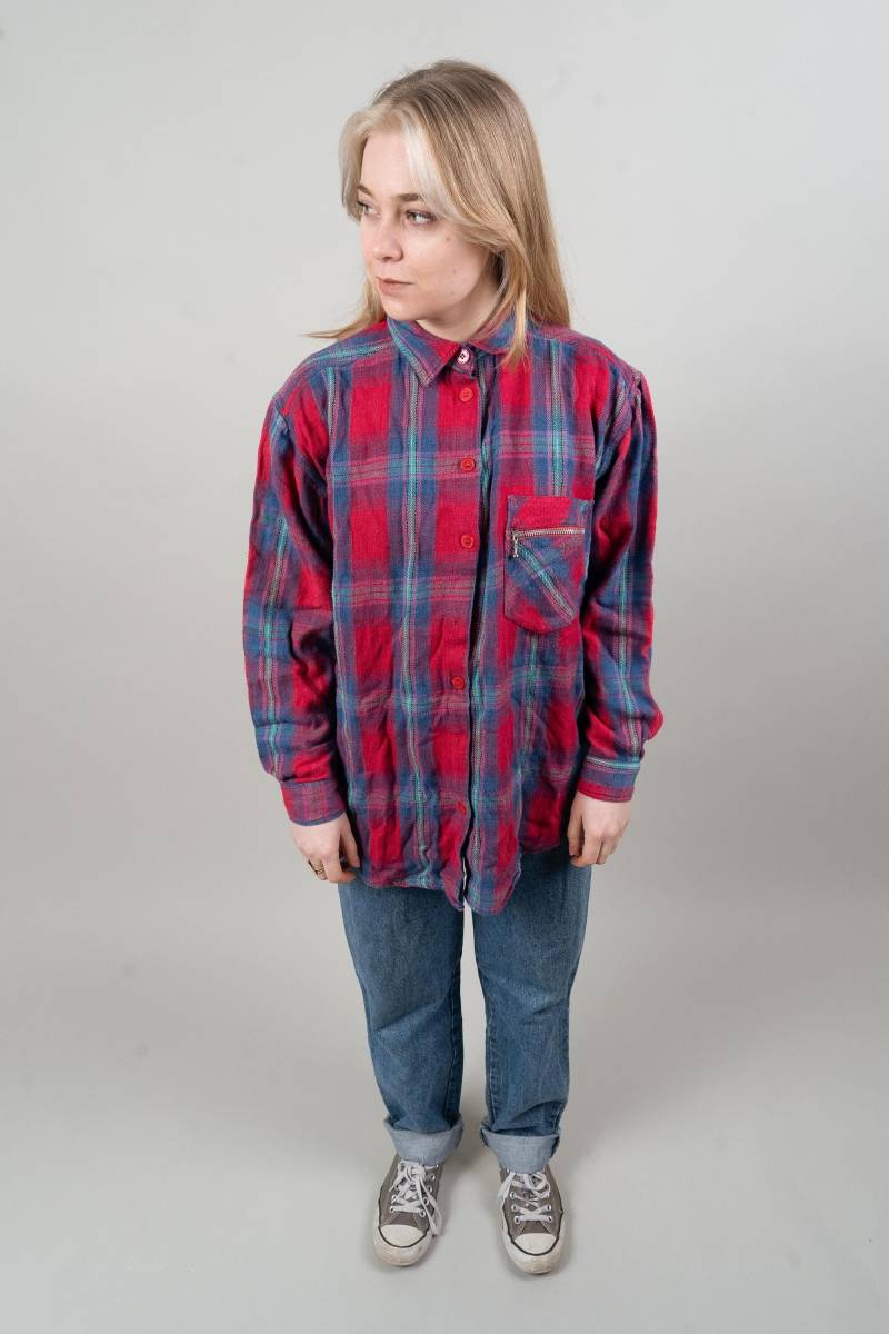 Vintage Flannel Shirt Red Lumberjack Check Pattern Size M 80S 90S von nonaClothingVintage