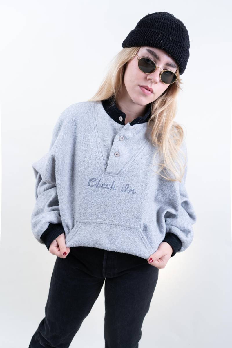 Vintage Fleece Jumper Polar Sweater Grey Size Xl Gender Neutral 80S 90S von nonaClothingVintage