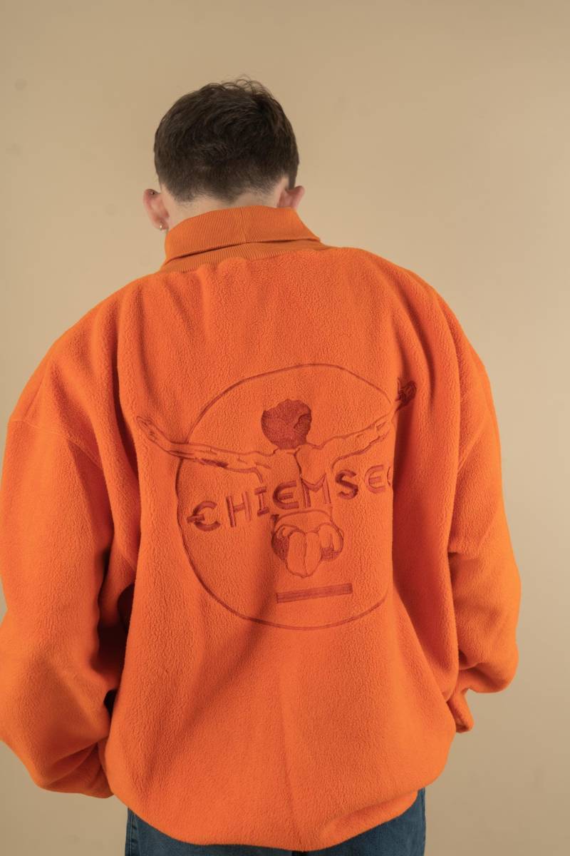 Vintage Fleece Jumper Sweater Orange Turtleneck Chiemsee Oversized Size Xl 80S von nonaClothingVintage