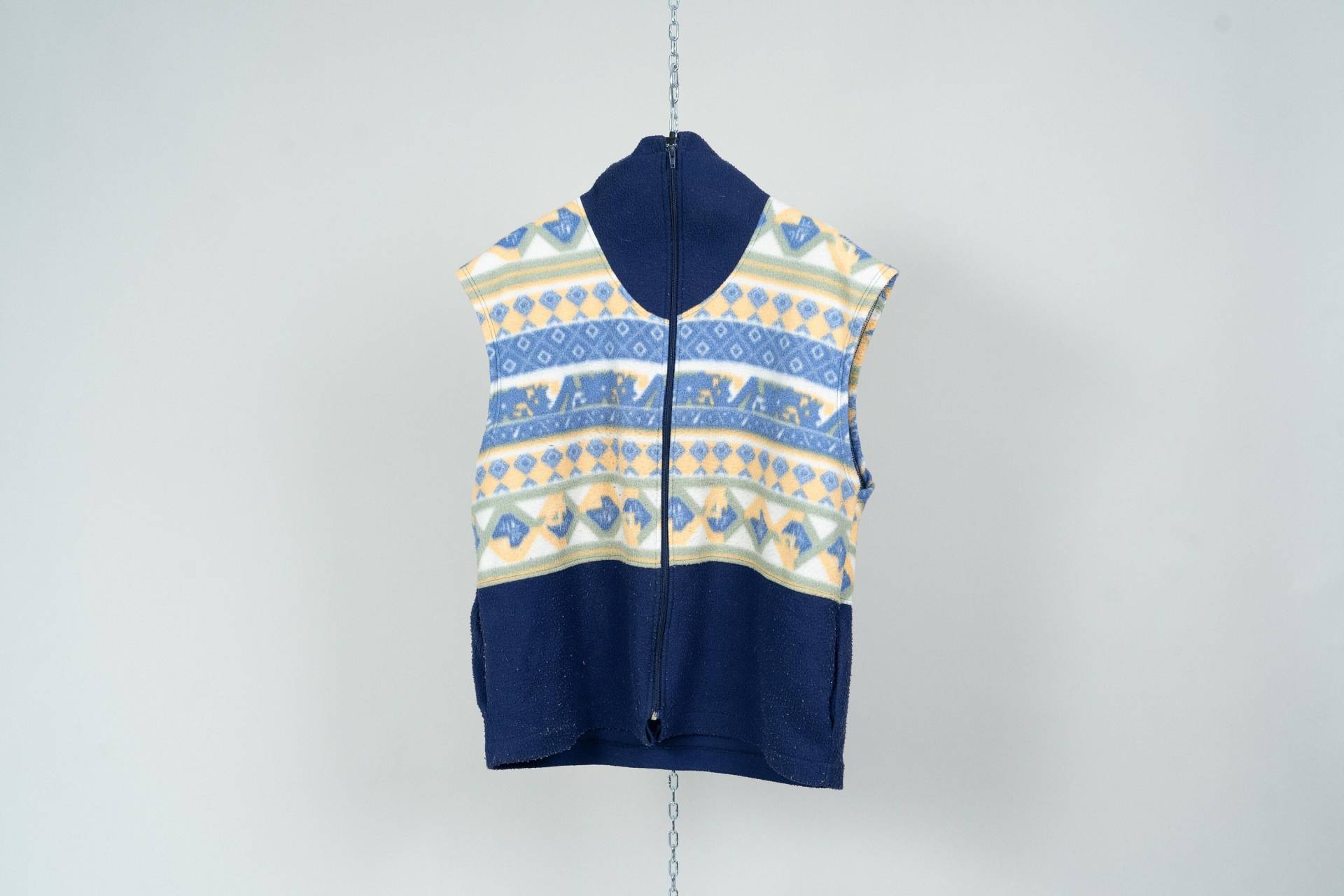 Vintage Fleece Vest Polar Oversized Crazy Pattern Gender Neutral 80S 90S von nonaClothingVintage