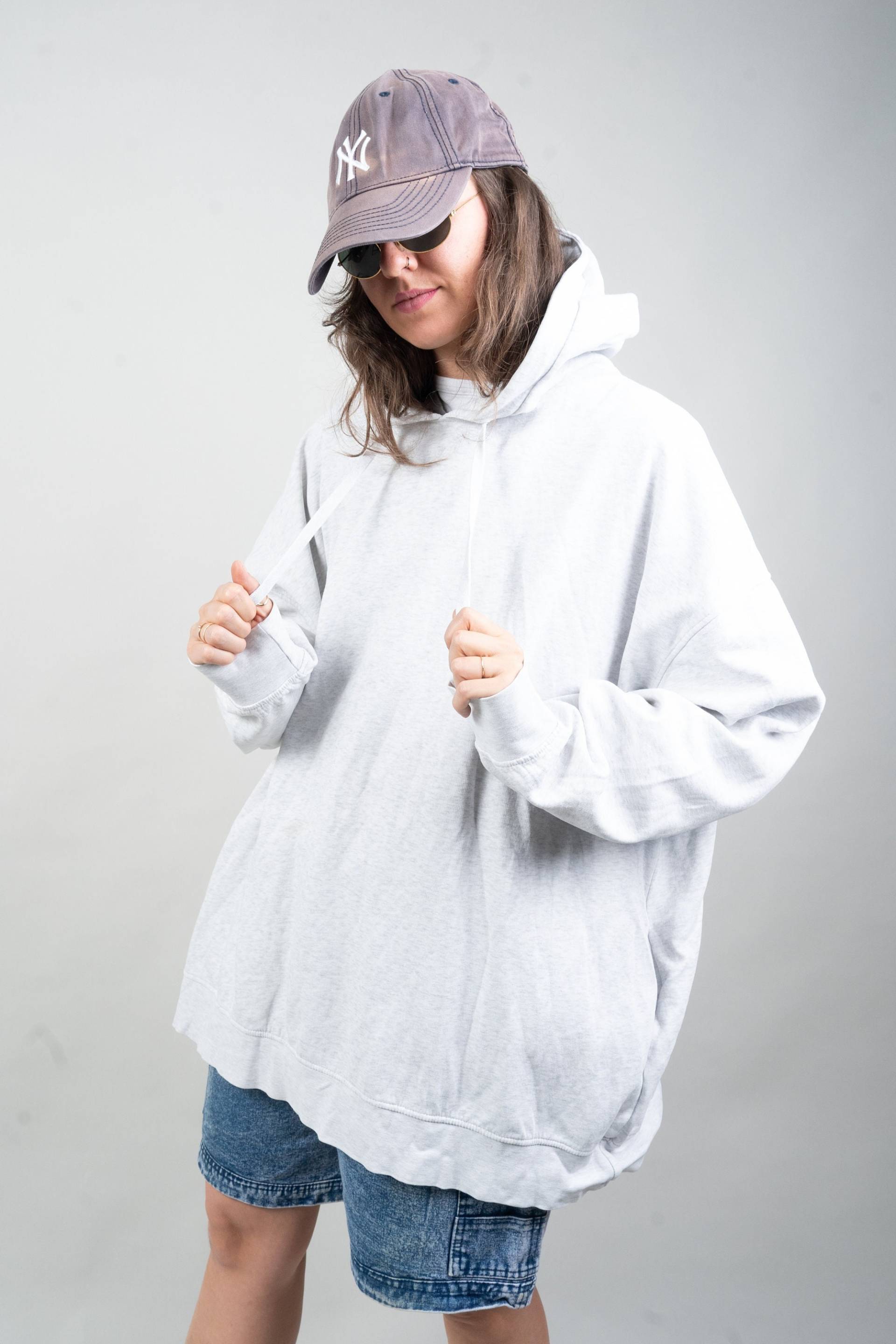 Vintage Hoodie Sweatshirt Jumper Grey Size Xxl Cotton 80S 90S von nonaClothingVintage