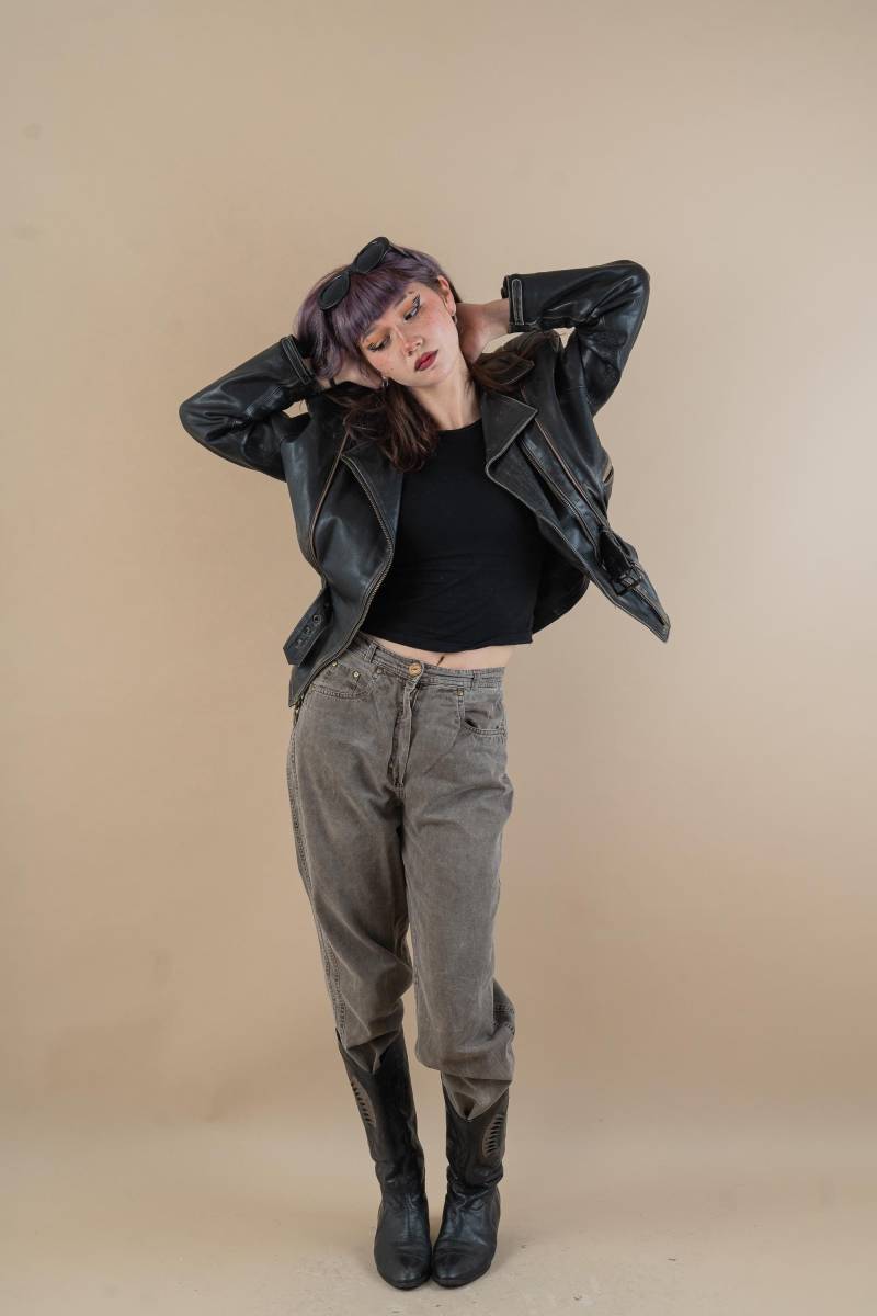 Vintage Jeans Denim Pants Brown Washed Black Regular Fit Boyfriend Baggy Casual Wear Gender Neutral Second Hand Size S von nonaClothingVintage