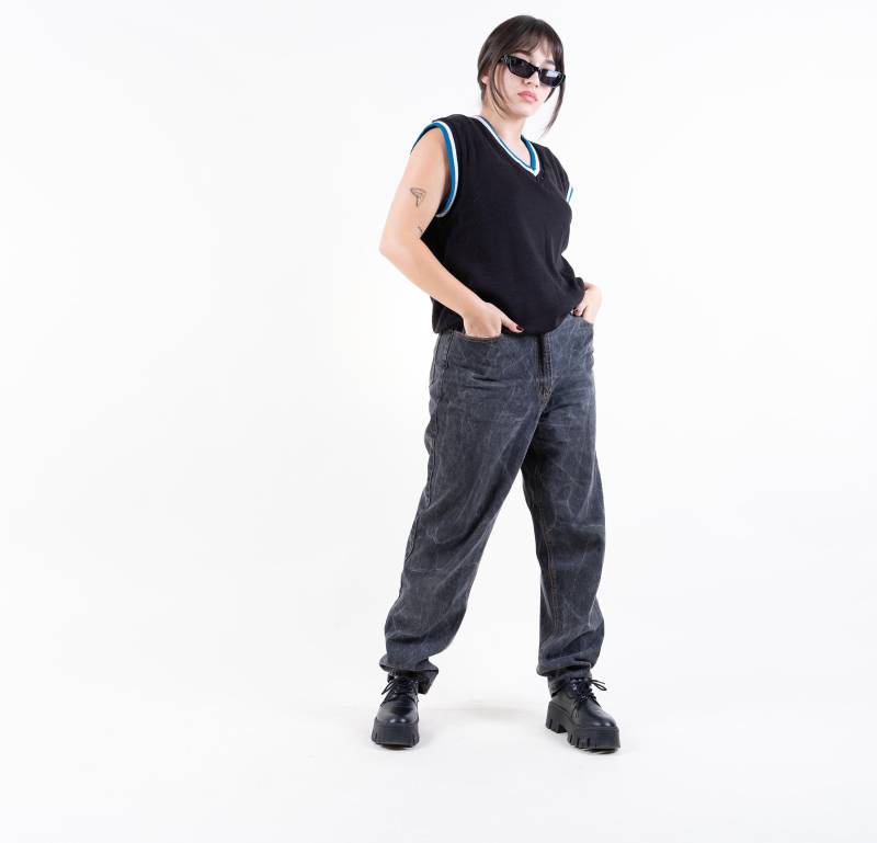 Vintage Jeans Denim Pants Grey Washed Black Regular Fit Boyfriend Baggy Casual Wear Gender Neutral Second Hand Size L von nonaClothingVintage