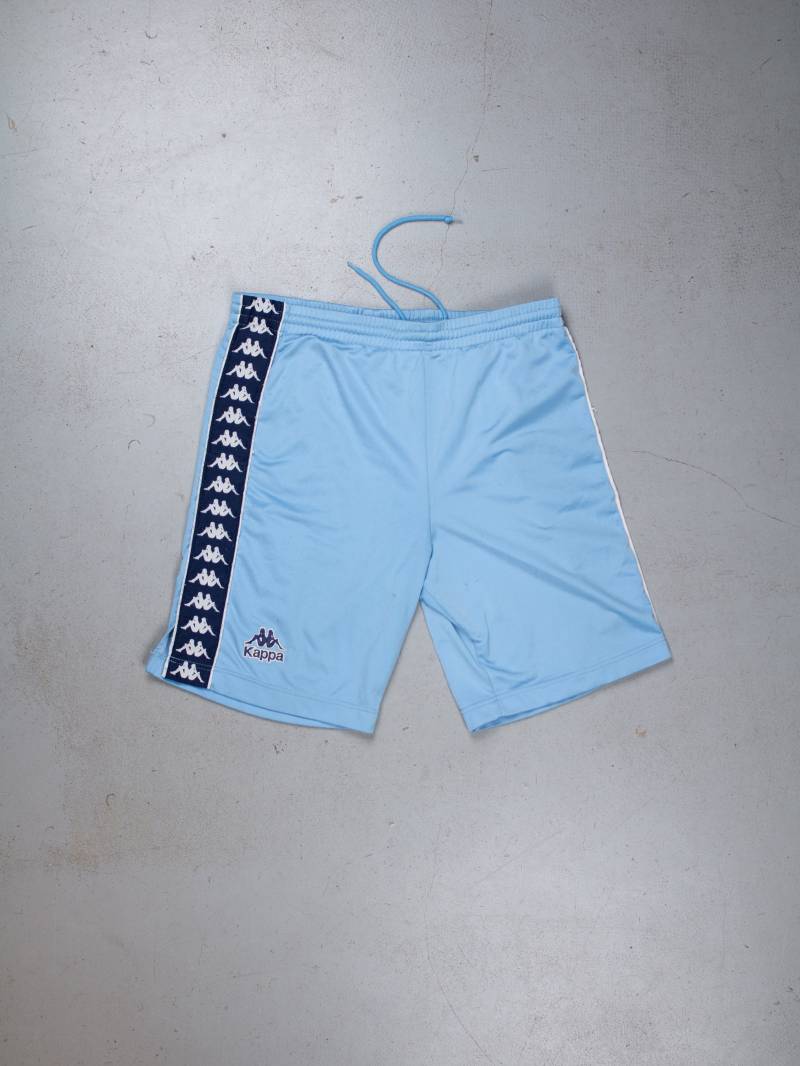 Vintage Kappa Shorts Blue & Black Logo Imprint One Size 80S von nonaClothingVintage