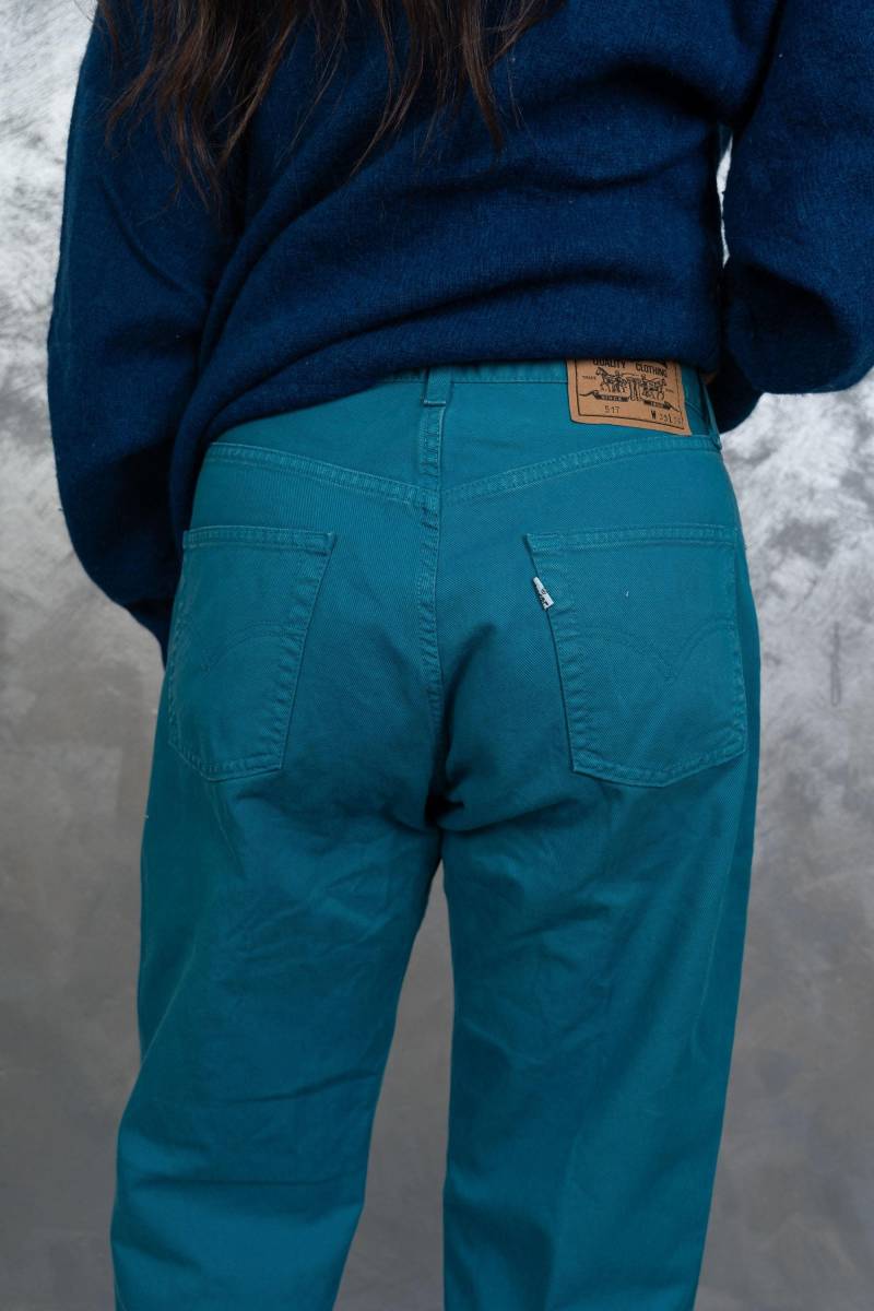 Vintage Levis 517 Pants Levi's Jeans Turquoise Hight Waist 33/32 Gender Neutral Second Hand von nonaClothingVintage