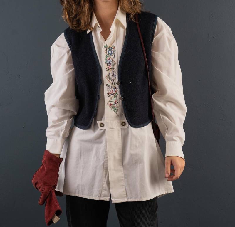 Vintage Loden Vest Navy Blue Austrian Wool Peasant Style Size S/M 80S 90S von nonaClothingVintage