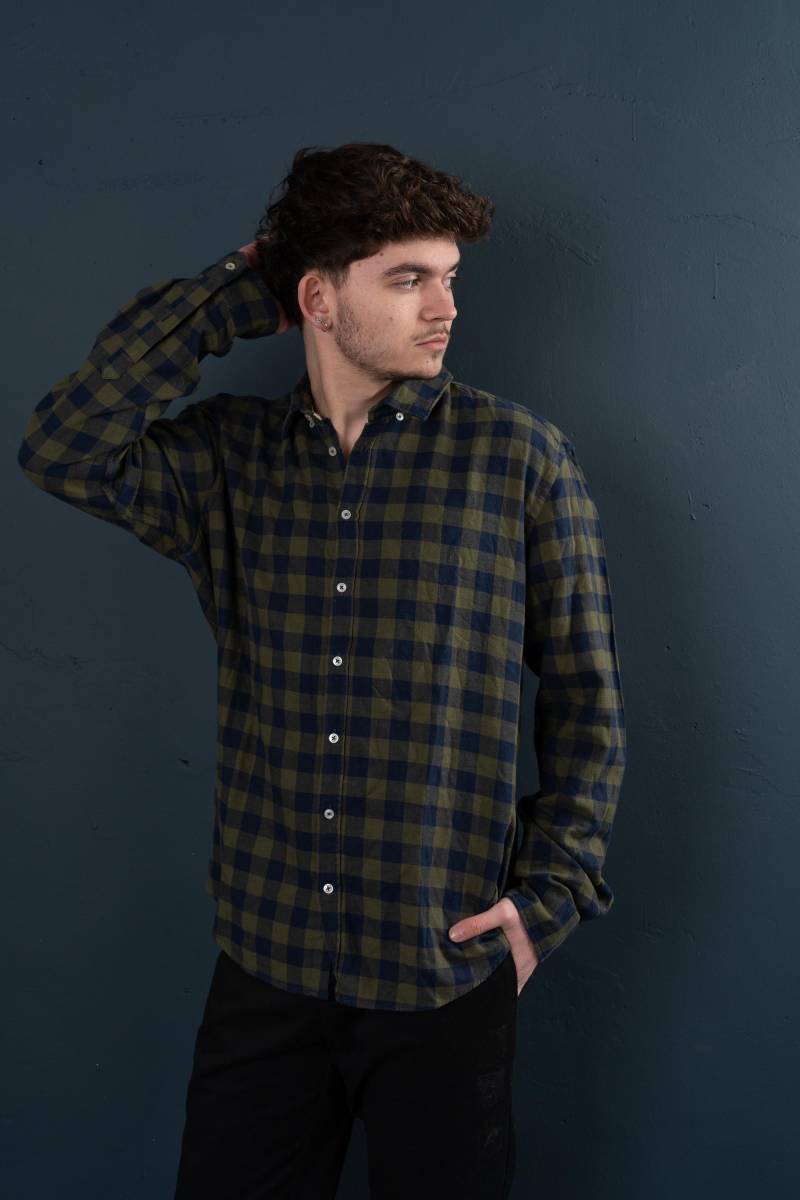 Vintage Lumberjack Shirt Flannel Blue Green Check Size M 80S von nonaClothingVintage