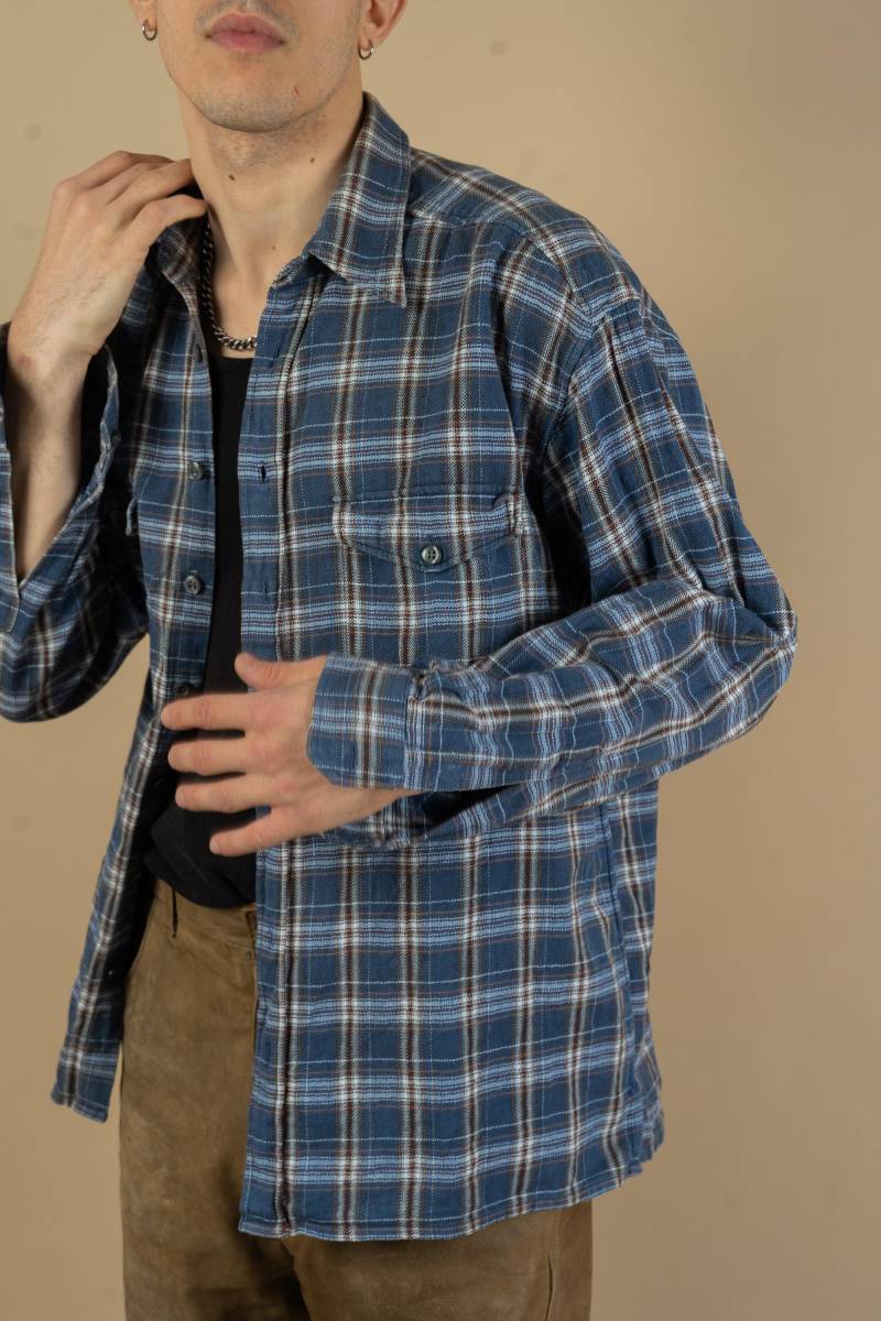 Vintage Lumberjack Shirt Flannel Blue Timberland Check Size M 80S von nonaClothingVintage