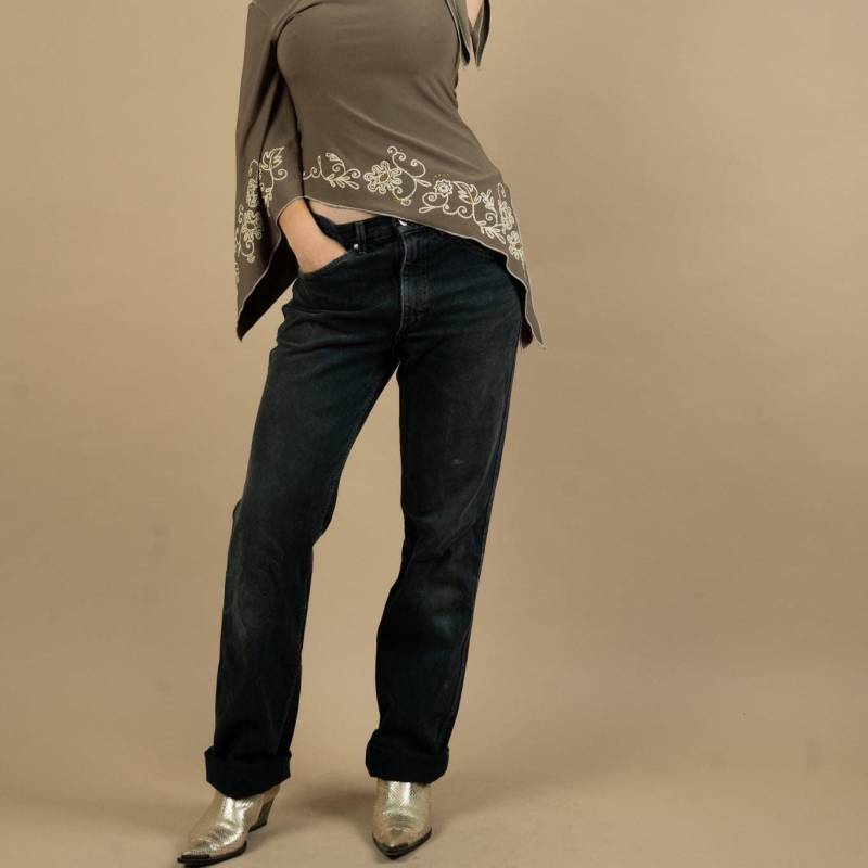 Vintage Mustang Jeans Denim Black Baggy Pants Casual Wear Gender Neutral Second Hand Size S - M 38 Oversized von nonaClothingVintage