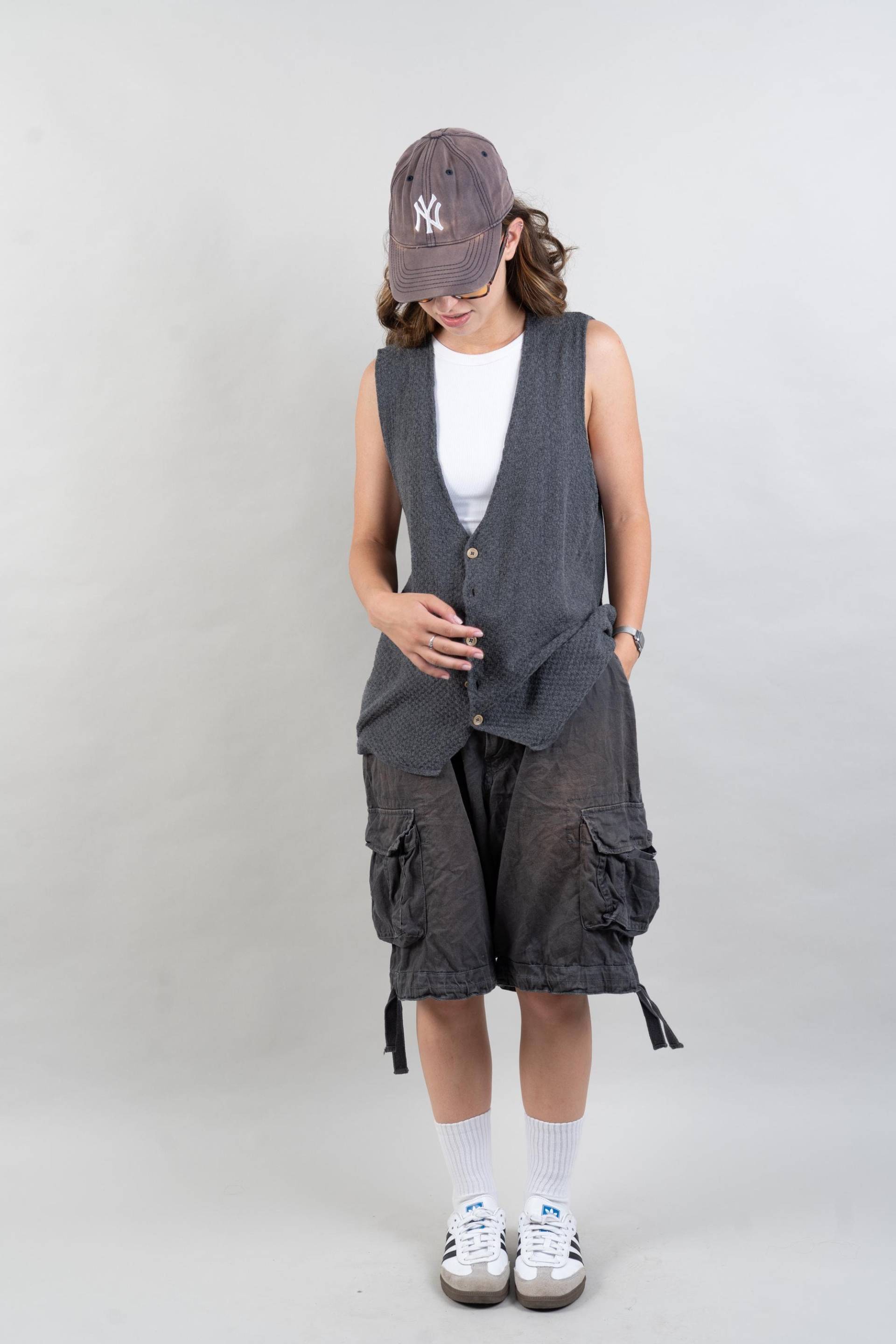 Vintage Oversized Cotton Vest Grey With Large Pockets Size Xxl 80S 90S von nonaClothingVintage