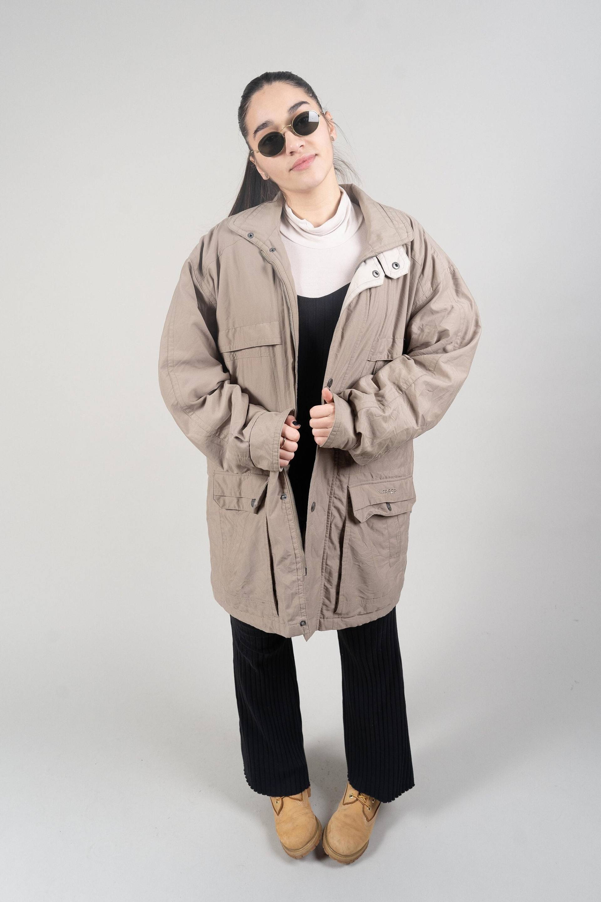 Vintage Parka Jacket Oversized Beige/Cream Crazy Pattern Lining Klepper 80S von nonaClothingVintage