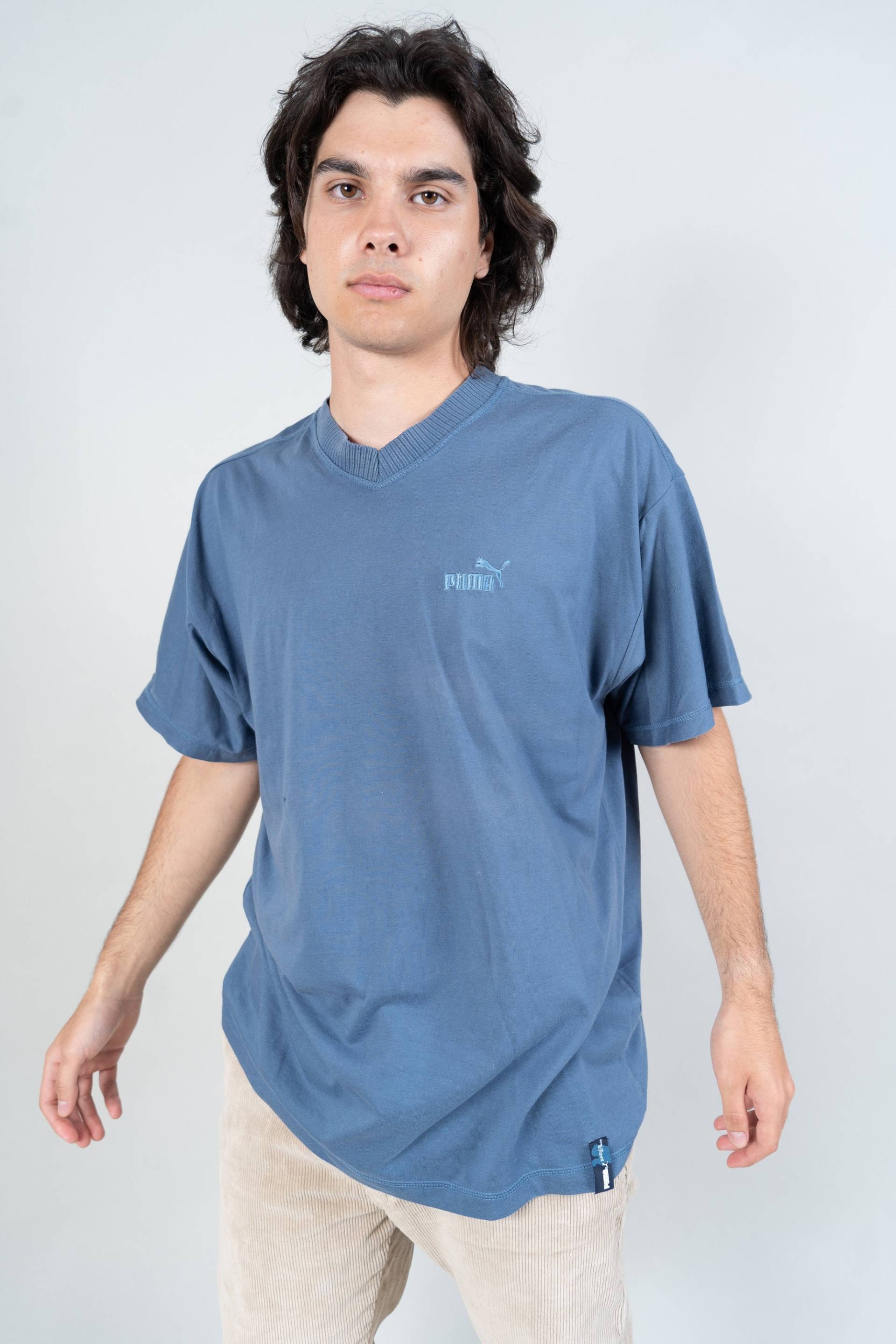 Vintage Puma Shirt Blue Tshirt Xl Hard Cotton 80S 90S Gender Neutral von nonaClothingVintage