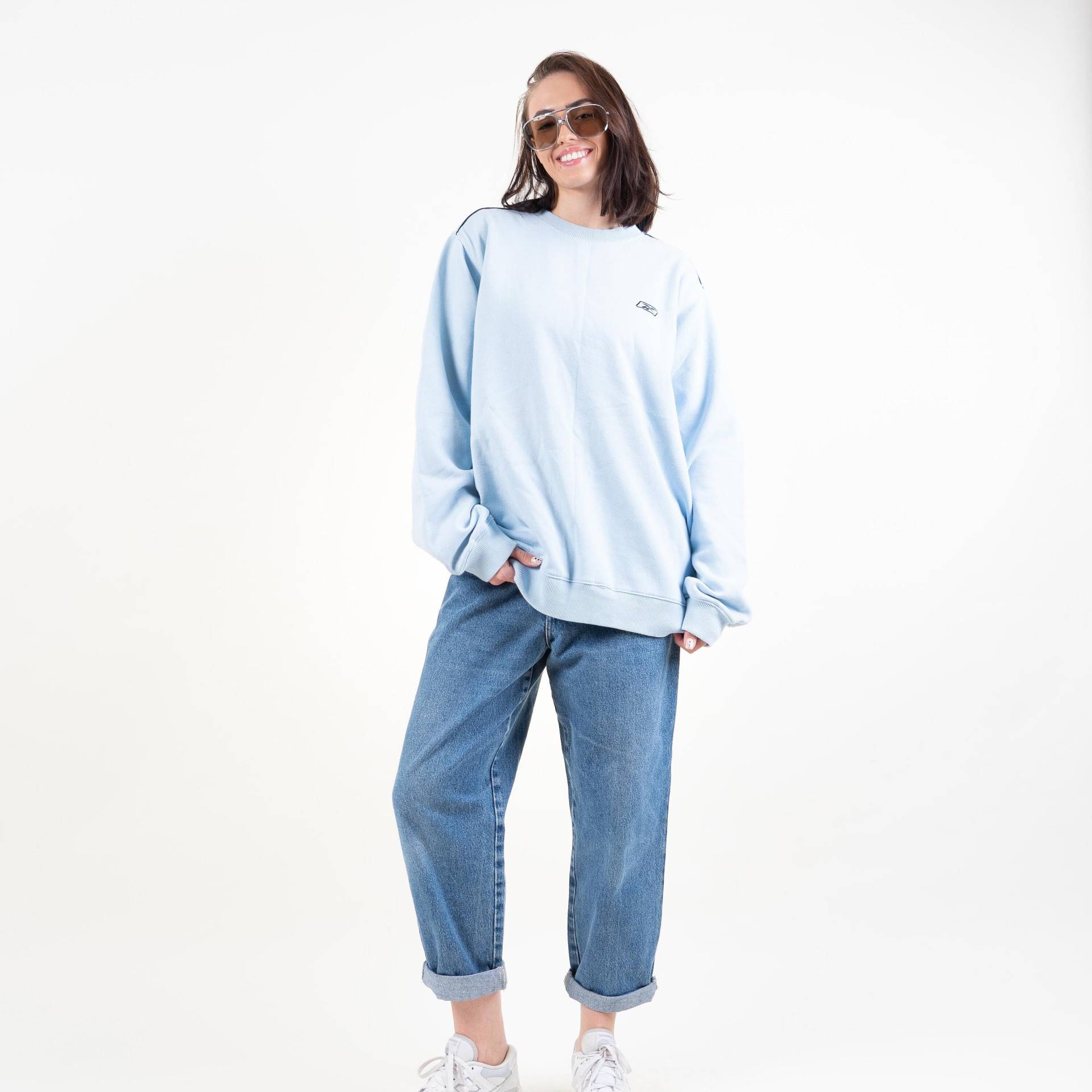 Vintage Reebok Sweatshirt Jumper Blue Size L Cotton 80S 90S von nonaClothingVintage