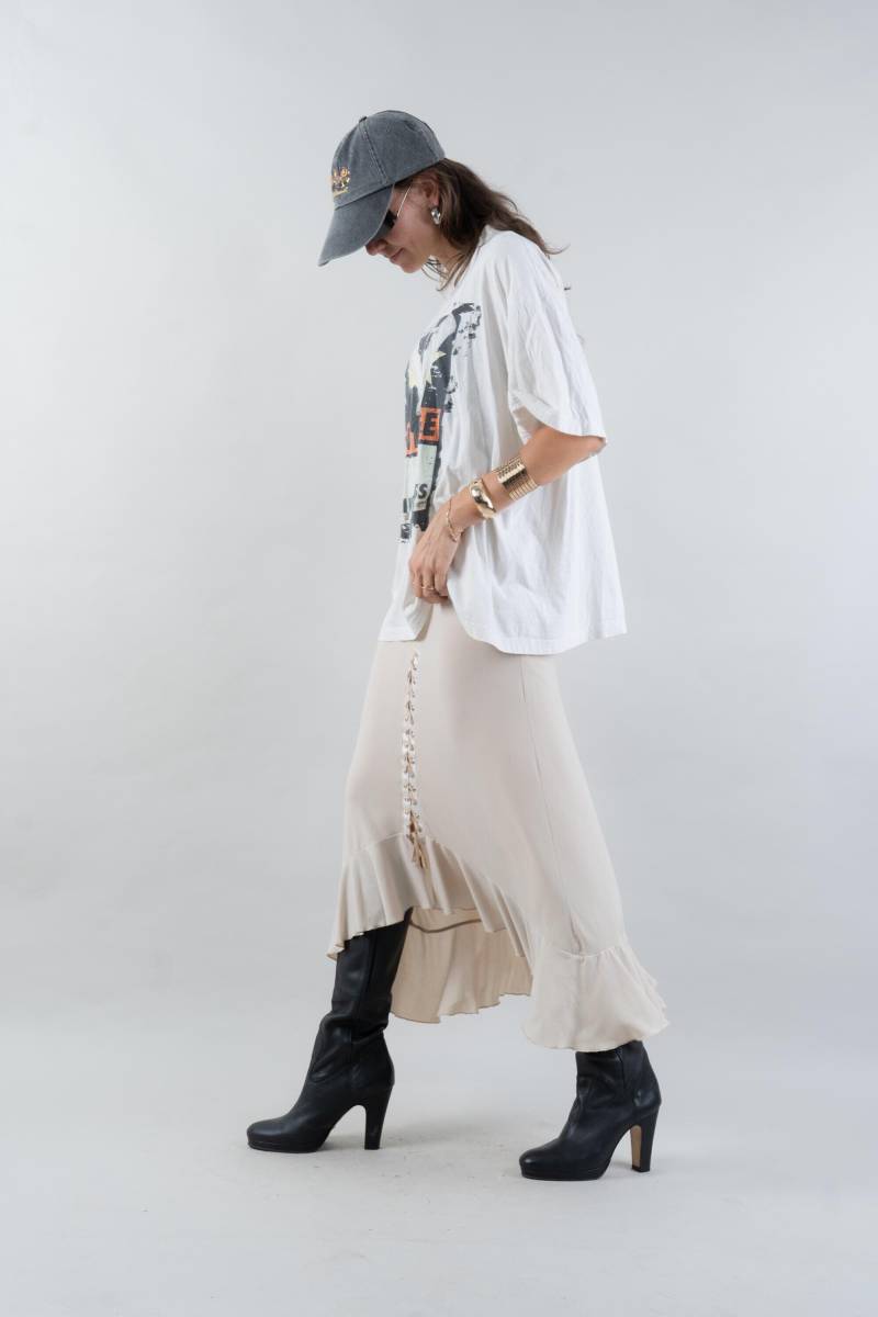 Vintage Viscose Skirt Cream A-Skirt Size Xs - S 80S 90S von nonaClothingVintage