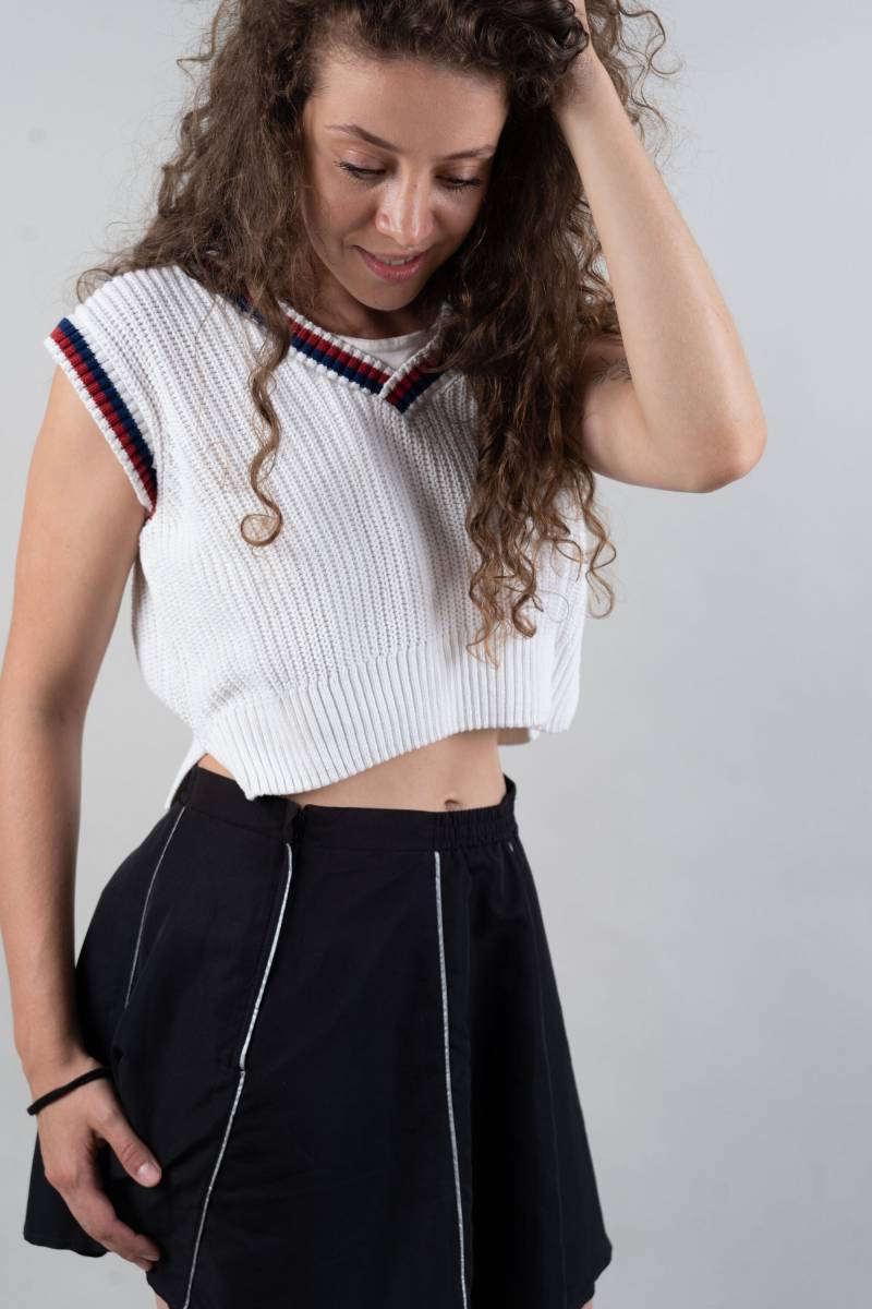 Vintage White Sweater Vest Knitted Oversized L - Xl 80S 90S von nonaClothingVintage