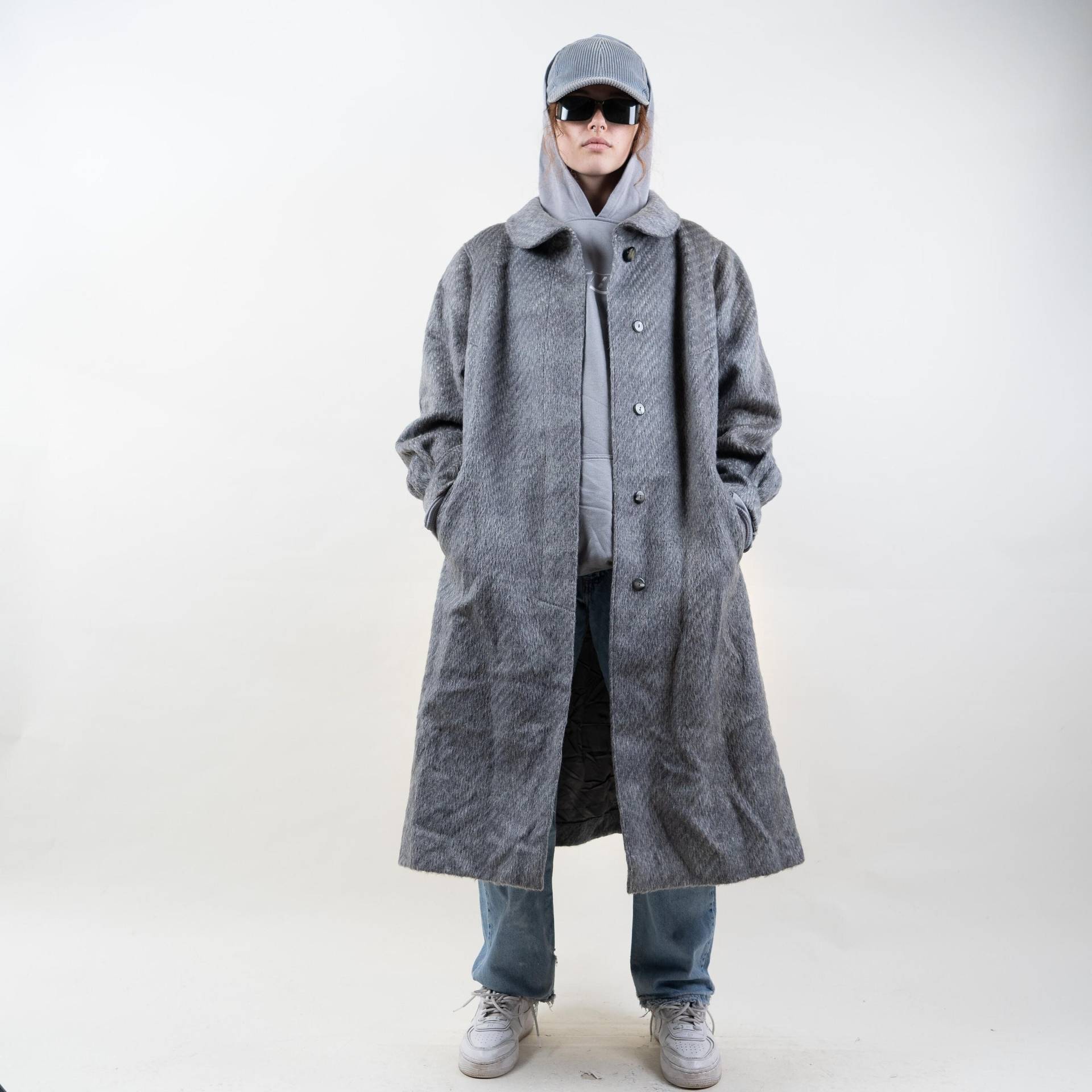 Vintage Wool Coat Overcoat Oversized Grey 80S 90S von nonaClothingVintage
