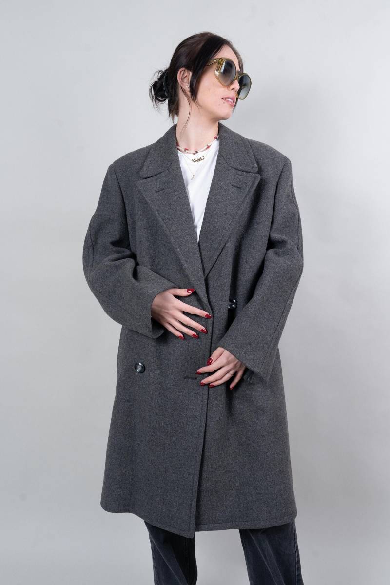 Vintage Wool Loden Coat Overcoat Navy Style Oversized Grey 80S 90S von nonaClothingVintage
