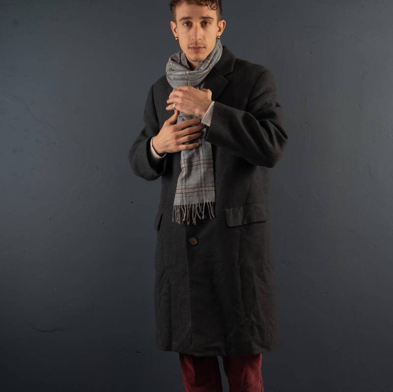 Vintage Wool Loden Coat Oversized Grey 80S 90S Military 100% Virgin Schurwolle von nonaClothingVintage