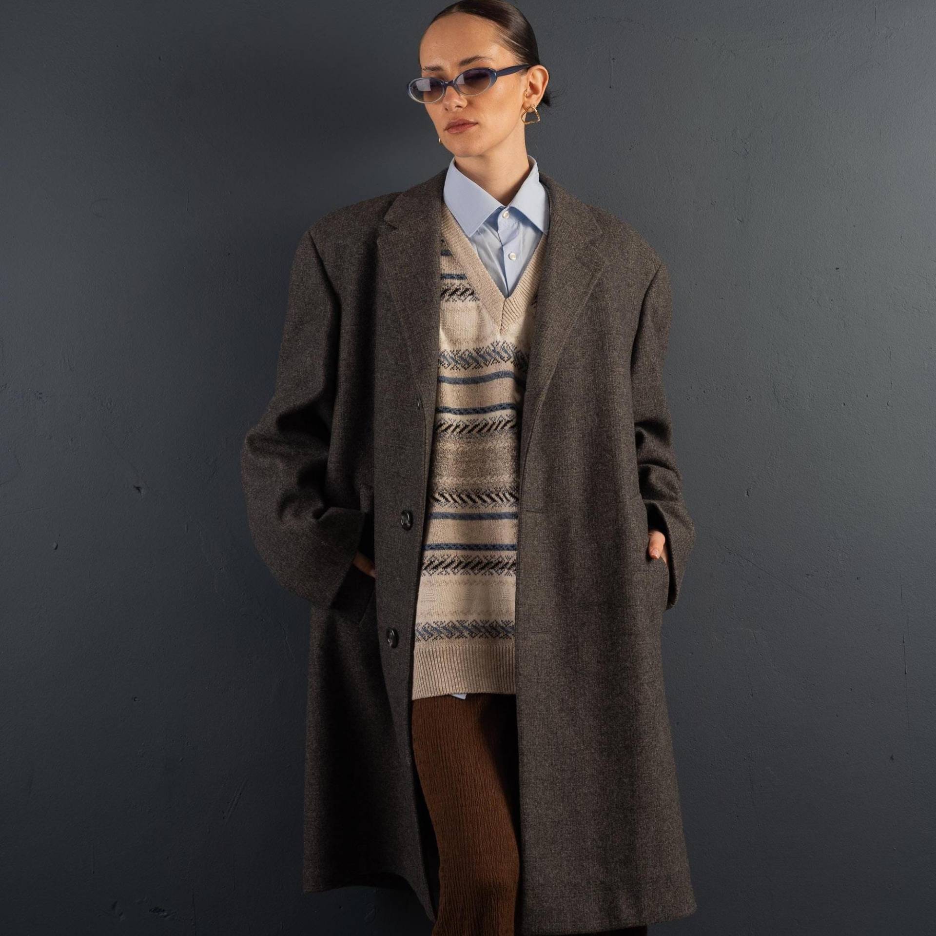 Vintage Wool Loden Coat Oversized Grey 80S 90S Military 100% Virgin Schurwolle von nonaClothingVintage