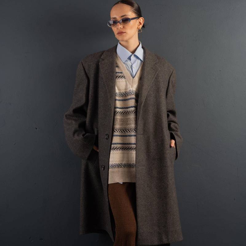 Vintage Wool Loden Coat Oversized Grey 80S 90S Military 100% Virgin Schurwolle von nonaClothingVintage