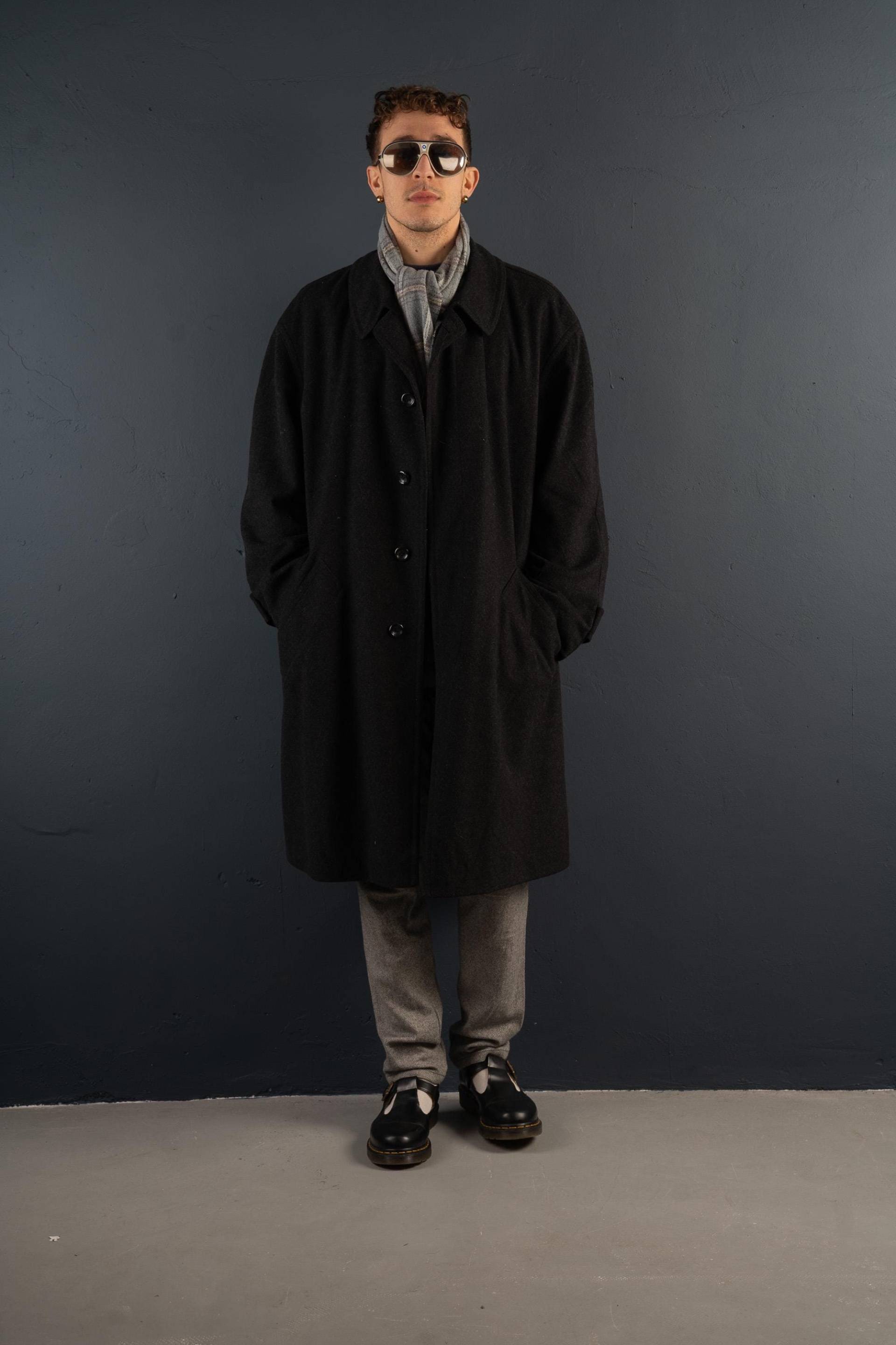 Vintage Wool Loden Tirol Bugatti Coat Oversized Grey 80S 90S Military 100% Virgin Schurwolle von nonaClothingVintage