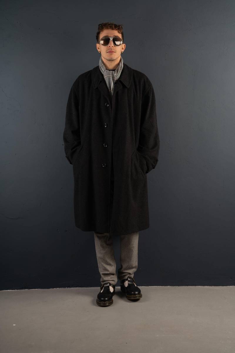 Vintage Wool Loden Tirol Bugatti Coat Oversized Grey 80S 90S Military 100% Virgin Schurwolle von nonaClothingVintage