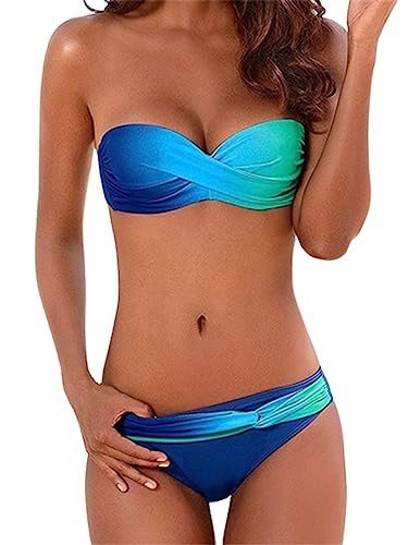 Sexy Bikinis Backless Stripe Bikini Set Bandage Push Up Swimwear Women Halter Swimsuit Brazilian Bathing Suits Beachwear (Color : 10, Size : L) von nonono