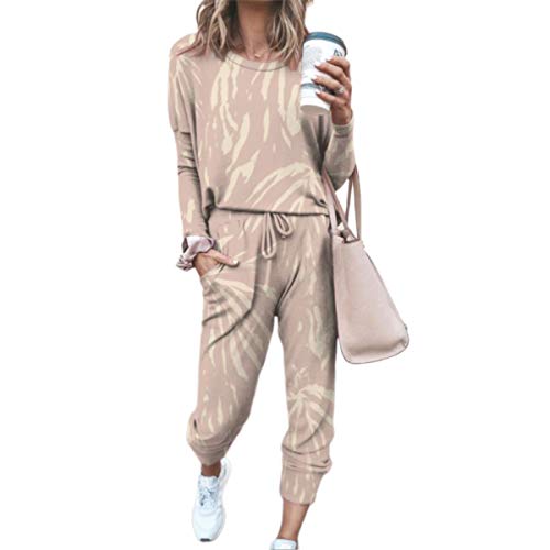 nonotse Damen-Trainingsanzug-Set, 2-teilig, Übergröße, Sport, Jogginganzug, lange Ärmel, Sweatshirt, Pullover, Hose, Freizeitkleidung, Jogginghose Gr. 50, khaki von nonotse