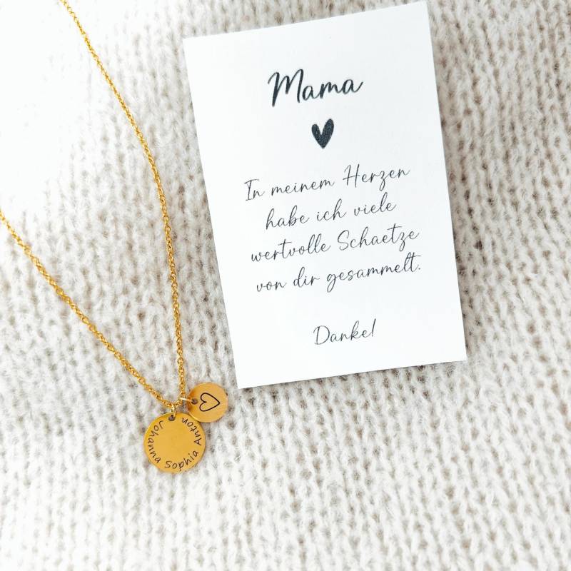 Personalisierte Kette Für Mutter - Geschenk Weihnachten Schmuck Mit Gravur & Namen Namenskette Mama Herz Geburtstag von nooqs