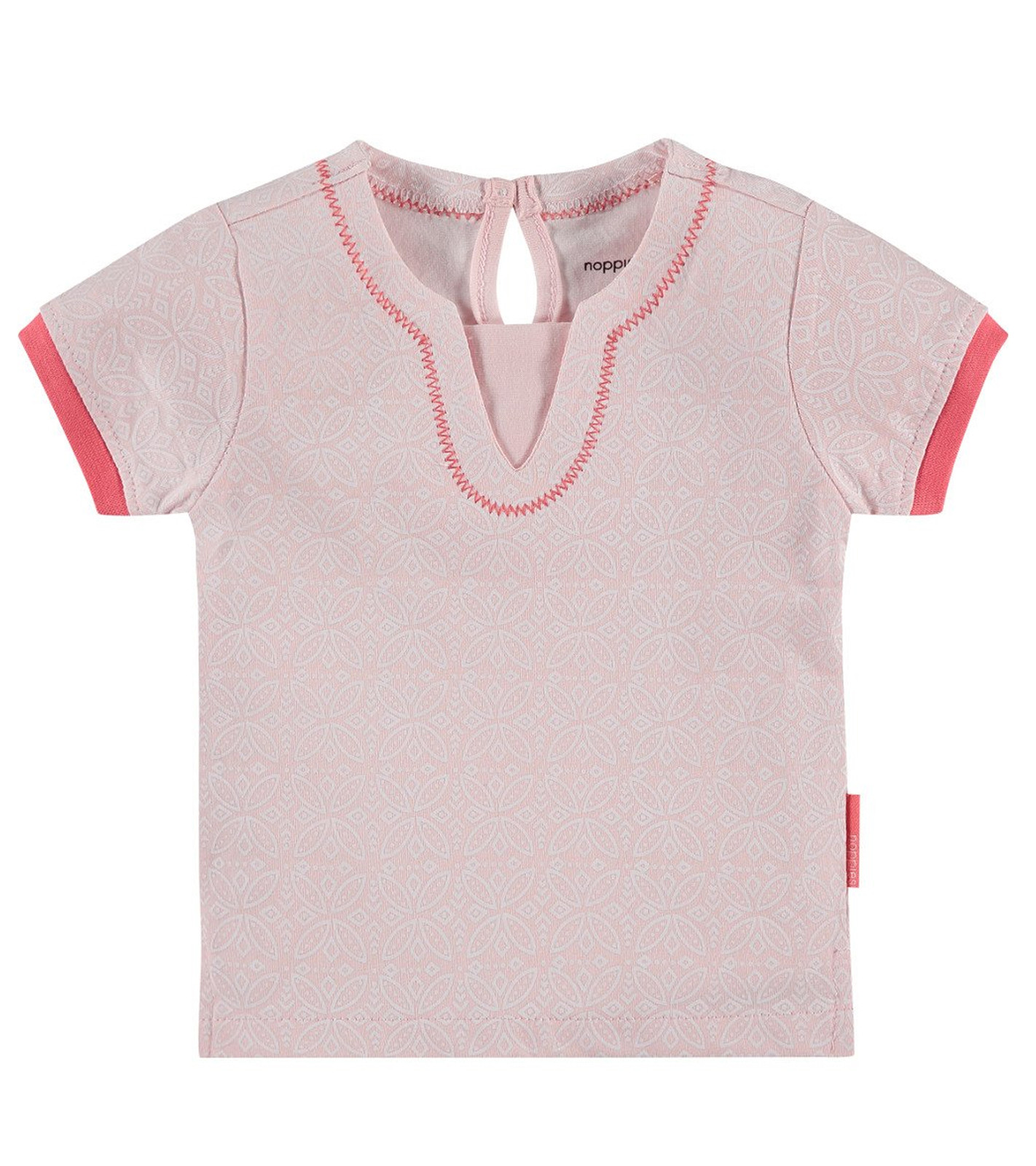 noppies T-Shirt geblümtes Kinder Sommer-Shirt mit Knopfverschluss im Nacken Rosa von noppies