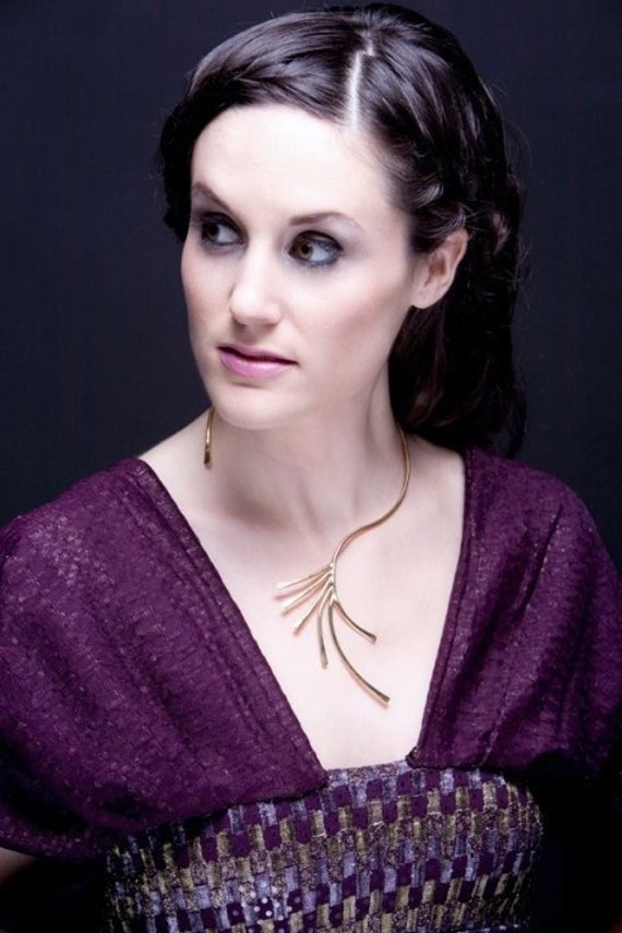 Feder Kragen, Statement Kette, Bronze Feder, Handwerklicher Schmuck, Natur Inspirierter Kupfer Sterling Vogel von noracatherine