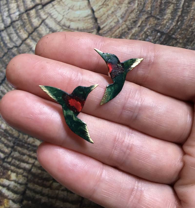 Kolibri Ohrringe, Vogel Schmuck, Gedenkschmuck, Mutter Schwester Geschenk, Brautjungfer Ohrstecker von noracatherine