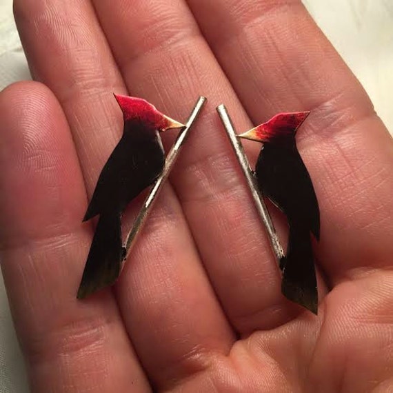 Specht Auf Einem Zweig - Ohrstecker von noracatherine