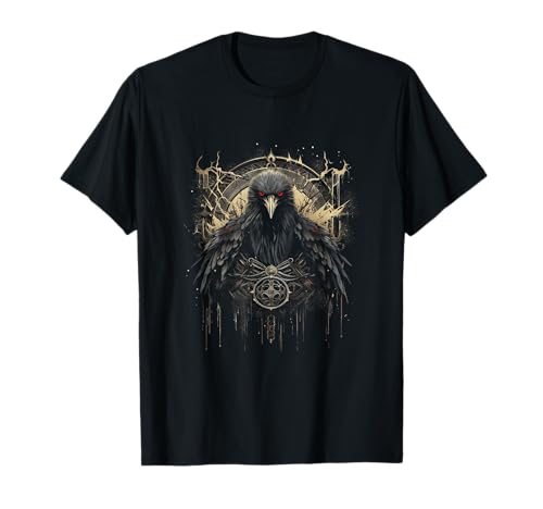 nordische Kultur und Nordmänner Designs Odin Rabe Wikinger Walhalla Pagan T-Shirt Schwarz S Crew-Ausschnitt Kurzarm T-Shirt Damen Kelten-Fans Mythologie-Interessierte von nordische Kultur und Nordmänner Designs