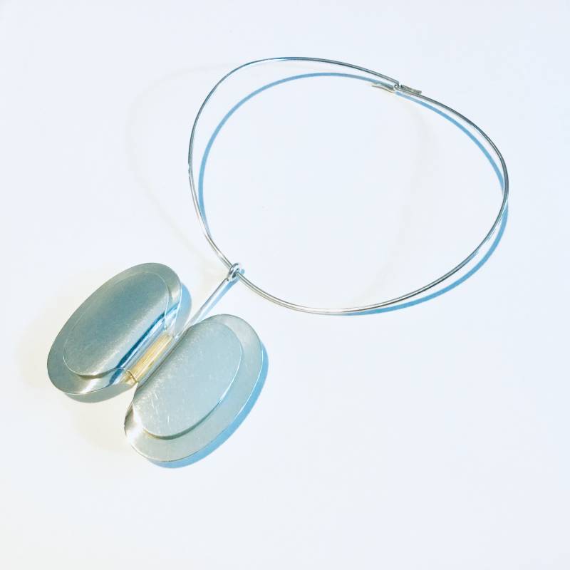 Selten N.e. Aus Vintage Groß Massiv Sterling Silber Abstrakt Anhänger Am Original Halsreif Circa 1960Er Jahre Dänemark von nordsilver