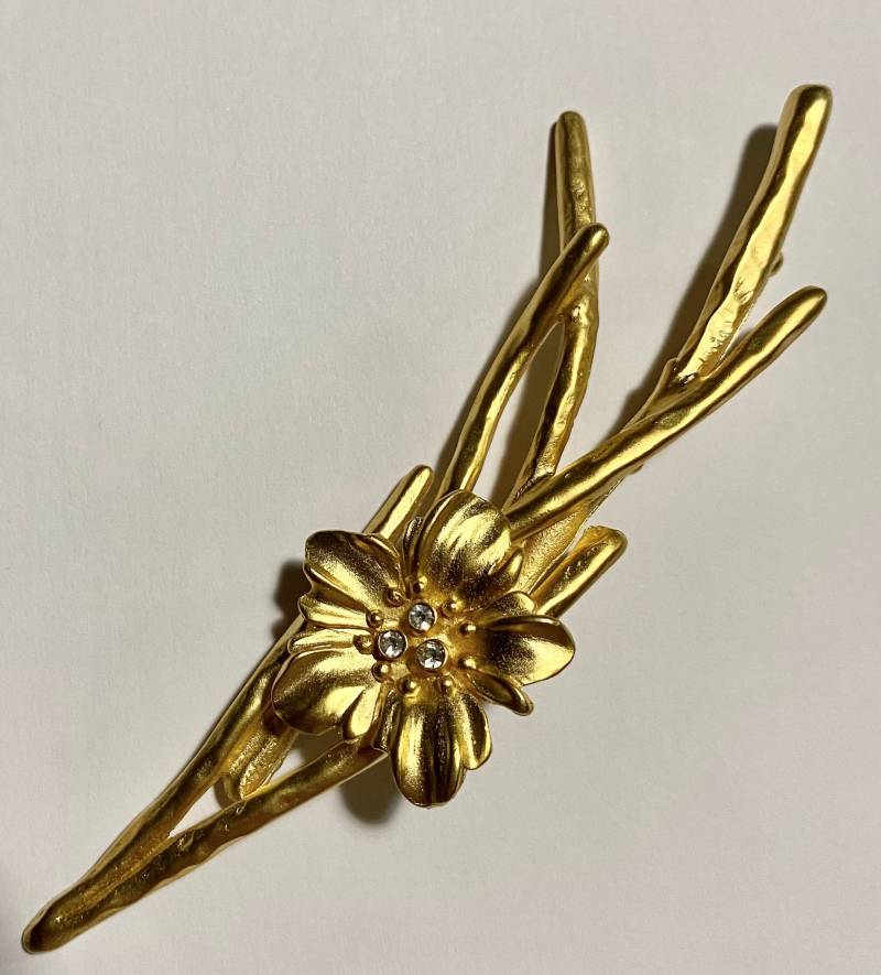 Vintage Ast Brosche Blume Mit 3 Kristallen Made in Usa Von Designer Norma Jea von normajeandesignerUS