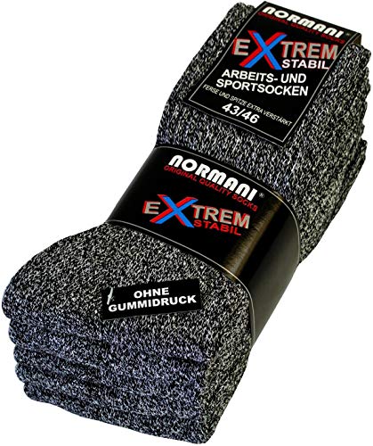 10 Paar stabile ARBEITSSOCKEN mit Frotteesohle - optimale Bau-, Sport- und Wandersocken - druckfreier Sitz Farbe Grau-Meliert Größe 39-42 von normani