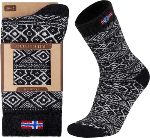2 Paar Skandinavische Socken aus 80% Wolle Canadian Norweger Dänemark Warme Strapazierfähige Wintersocken Damen Herren Farbe Anthrazit Größe 35-38 von normani
