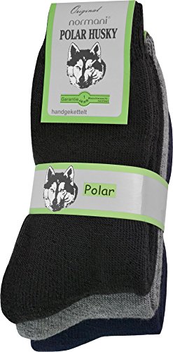 3 Paar Thermostrümpfe/Thermosocken - mit Vollplüsch und Schafswolle, Extra Warm und Perfekt für Stiefel geeignet Farbe Socken Schwarz/Grau/Blau Größe 39/42 von normani