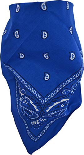 3 × Rocker & Biker Bandana Cap Kopftuch Halstuch in vielen Ausführungen Farbe Royal/Weiß von normani