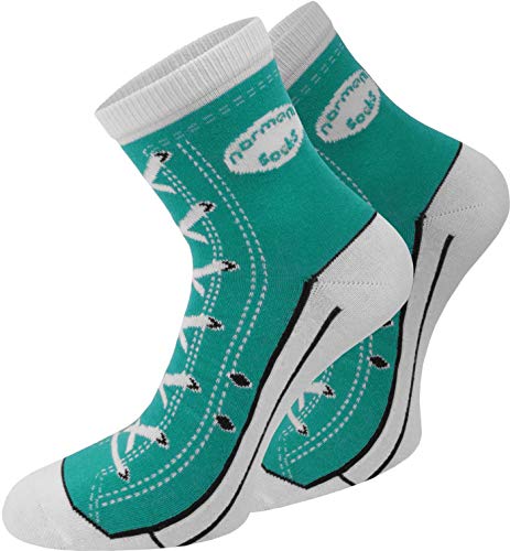4 Paar Baumwoll Socken im Schuh - Design Farbe Smaragd Größe 39/42 von normani
