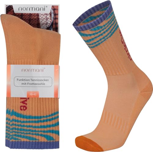 4 Paar Tennissocken Damen & Herren Trainingssocken für jede Sportart Sportsocken Crew Socks mit Motiv Unisex Farbe Orange Größe 35-38 von normani