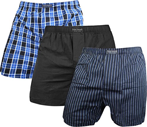 6 Boxershorts 100% Baumwolle - Schön kariert, gewebt US Style Webboxer in modischen Farben und Kombinationen für den Herren dem Jungen, Unterhose aus gewebtem Material Farbe Blau/Schwarz Größe XL von normani