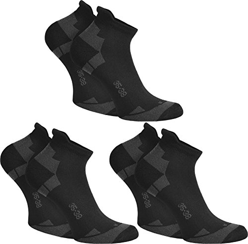 6 Paar Coolmax® Sneaker Sportsocken Farbe Schwarz Größe 43/46 von normani