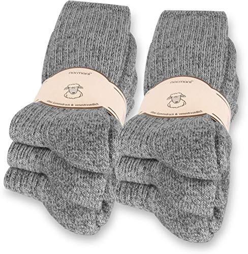 6 Paar Norweger Socken mit Wolle Anthrazit, Wintersocken, Herrensocken mit Polstersohle Farbe Hellgrau Größe 43-46 von normani