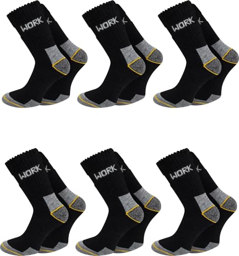6 Paar Arbeitssocken Work für Herren extra robust - Herrensocken für die Arbeit mit verstärkter Ferse und Spitze Farbe Wolle Größe 39/42 von normani
