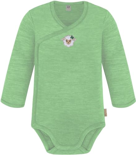 Baby Bio Merino Wickelbody Langarmbody mit Knopf aus Merinowolle Langarm-Strampler Einteiler 0-24 Monate für Junge und Mädchen Farbe Grün Größe 86 von normani