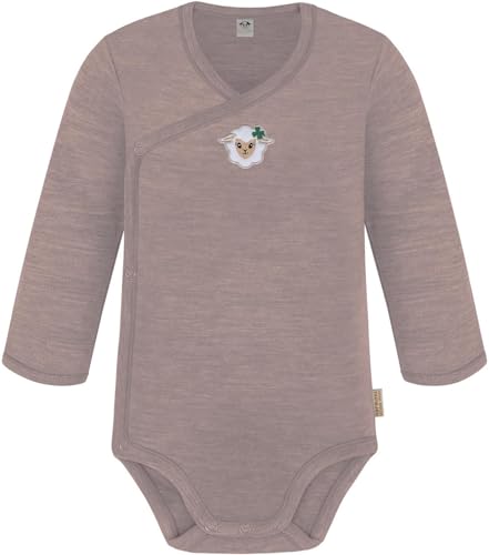 Baby Bio Merino Wickelbody Langarmbody mit Knopf aus Merinowolle Langarm-Strampler Einteiler 0-24 Monate für Junge und Mädchen Farbe Rosa Größe 74 von normani